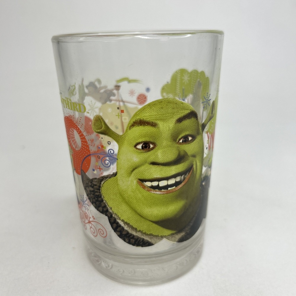 Vintage 2007 McDonalds Shrek The Third Glass Cup‎ DreamWorks Collectible 5"